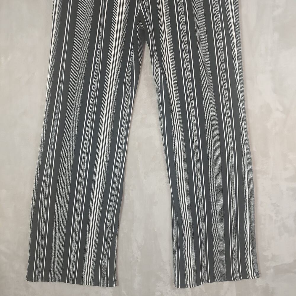 Women's Black White Striped Wide Leg Pants by Joe B. Pullon Tie-Belt Size Large - Picture 11 of 16